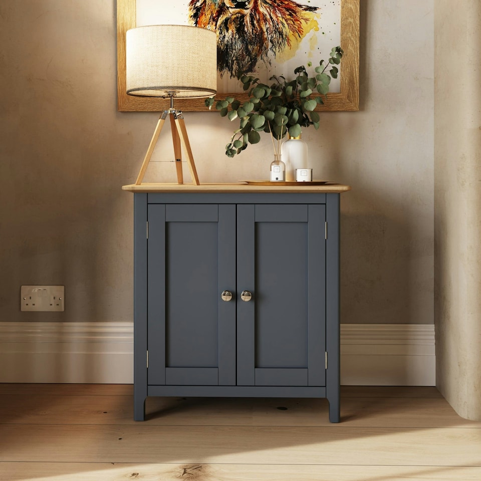 image 1 of Taberno Oak 2 Door Compact Sideboard Graphite Blue Blue