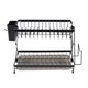 image 5 of Living and Home Foldable 2-Tier Dish Drying Rack with a Drip Tray | Black