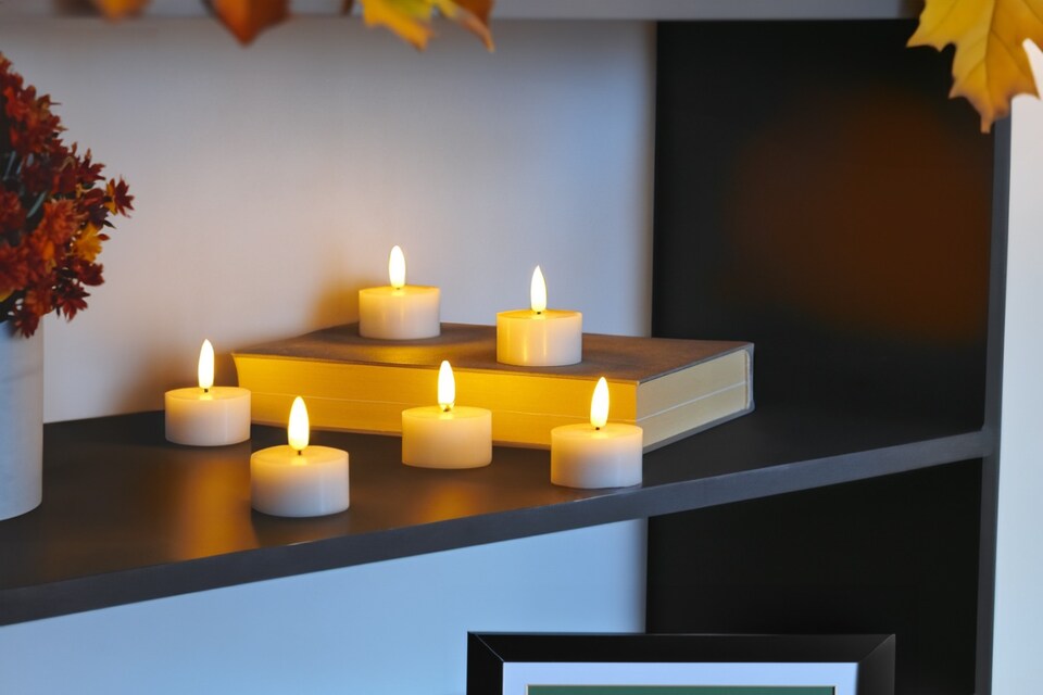 image 1 of Auraglow Set of Flickering Flame LED Tea Lights | White
