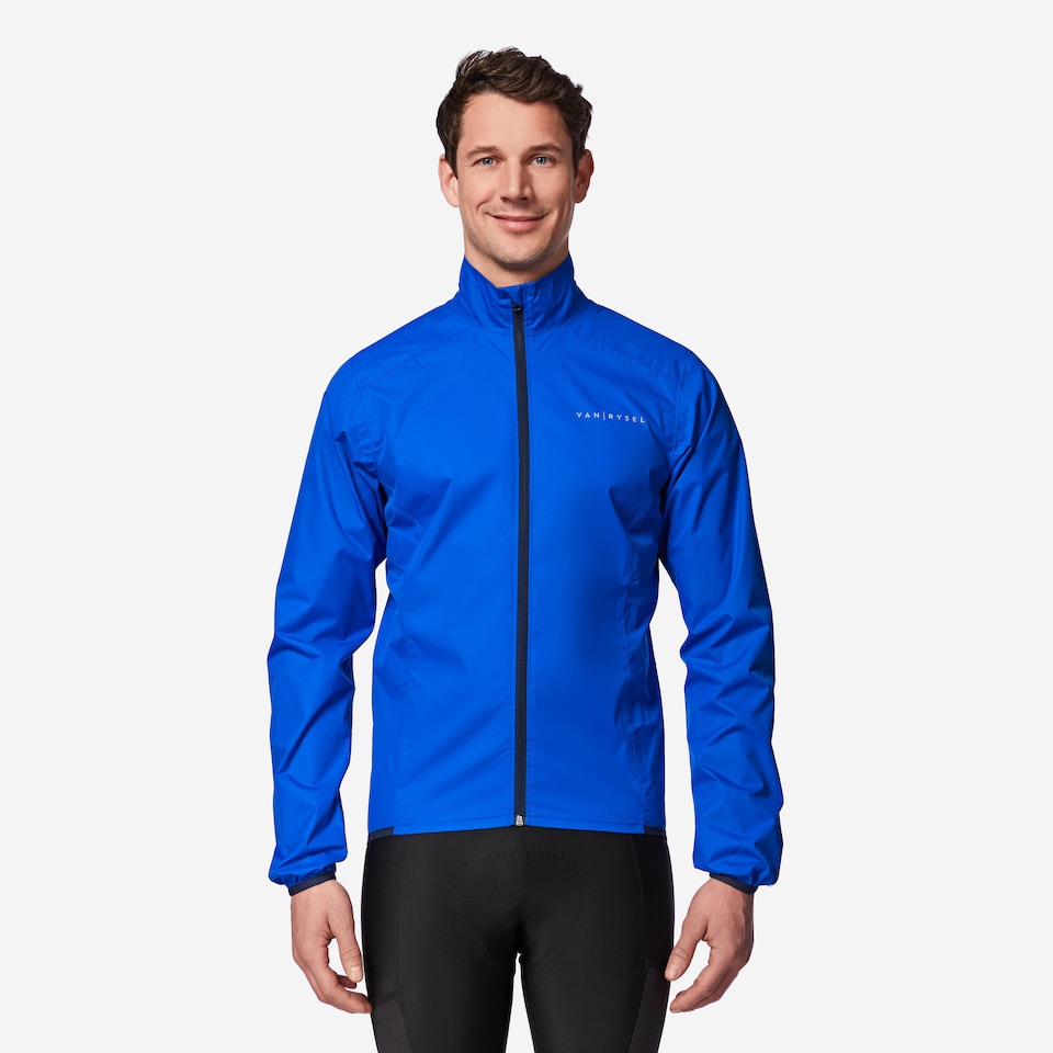 image 1 of Decathlon Men's Long-Sleeved Road Cycling Rain Jacket RC100 - Indigo Blue