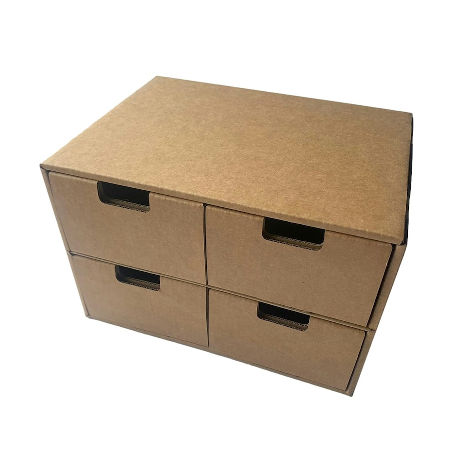 image 1 of Kraft Desktop Organiser Drawers Cardboard DIY Storage Box