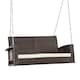 image 1 of Outsunny 2-person Wicker Swing Chair, Porch Loveseat Garden Hanging