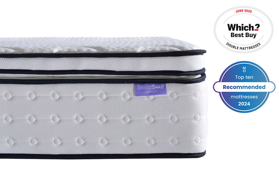 image 1 of SleepSoul Space 2000 Pocket Memory Pillow Top Mattress Double | White | 1