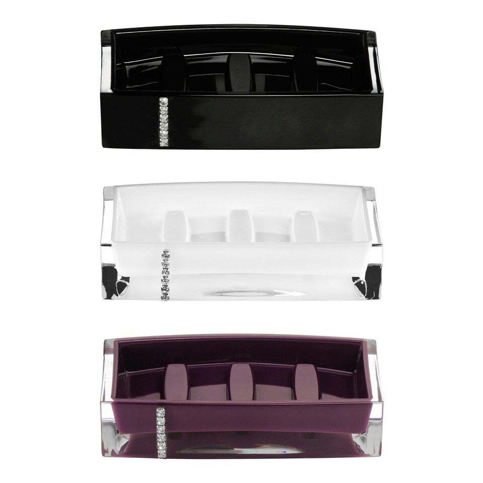 image 1 of Black Acrylic And Crystal Soap Dish