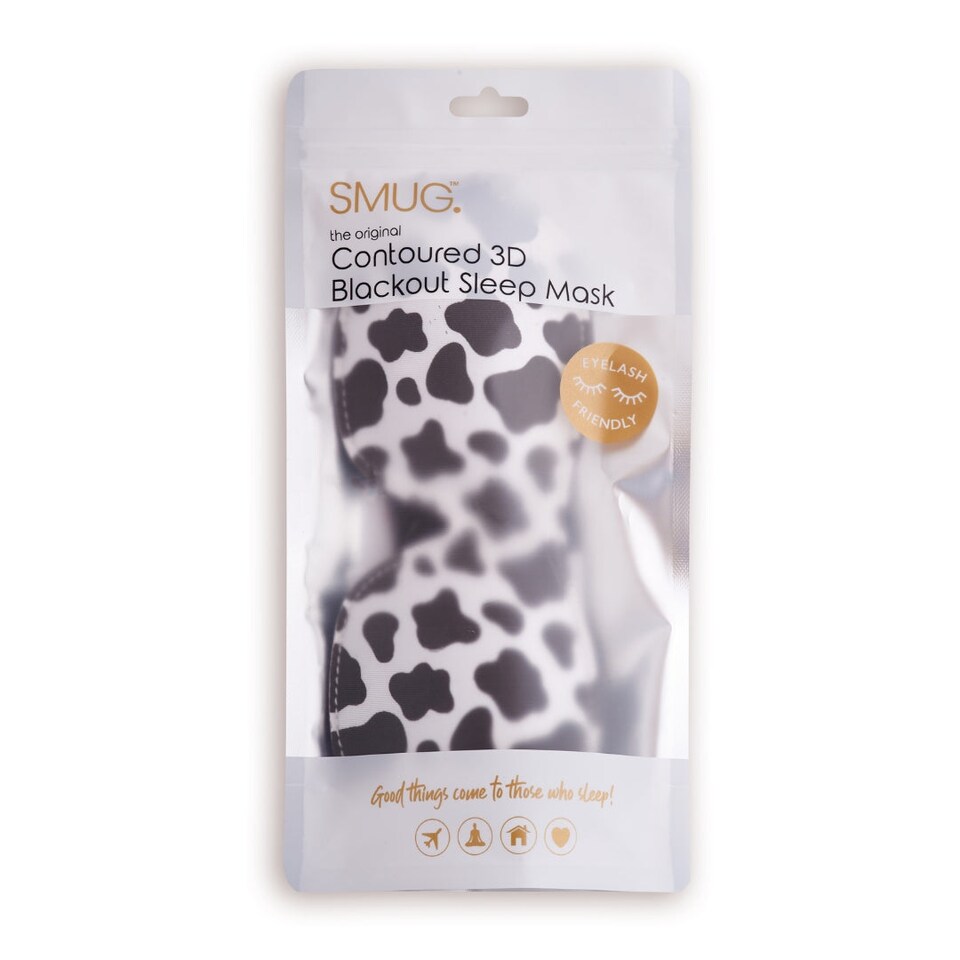 image 1 of SMUG Contoured 3D Blackout Sleep Mask - Cow Print