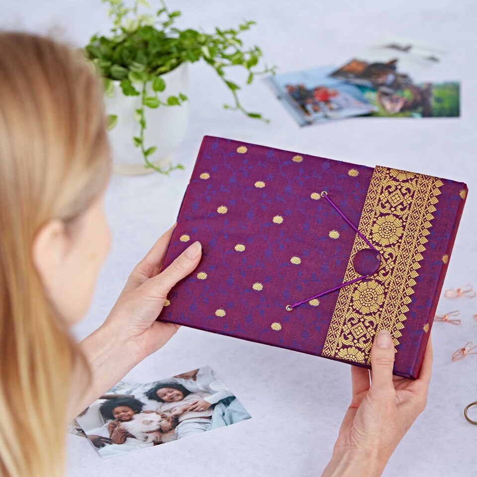 image 1 of Medium Sari Fabric Photo Album