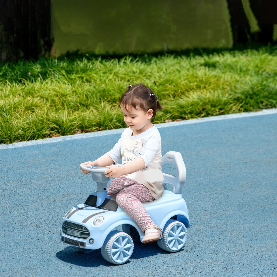 image 1 of AIYAPLAY Ride On Car Foot To Floor Sliding Car Push Along Car with Air Horn, Anti-Over-Backwards Design, for Toddler from 18 to 36 Months - Light Blue