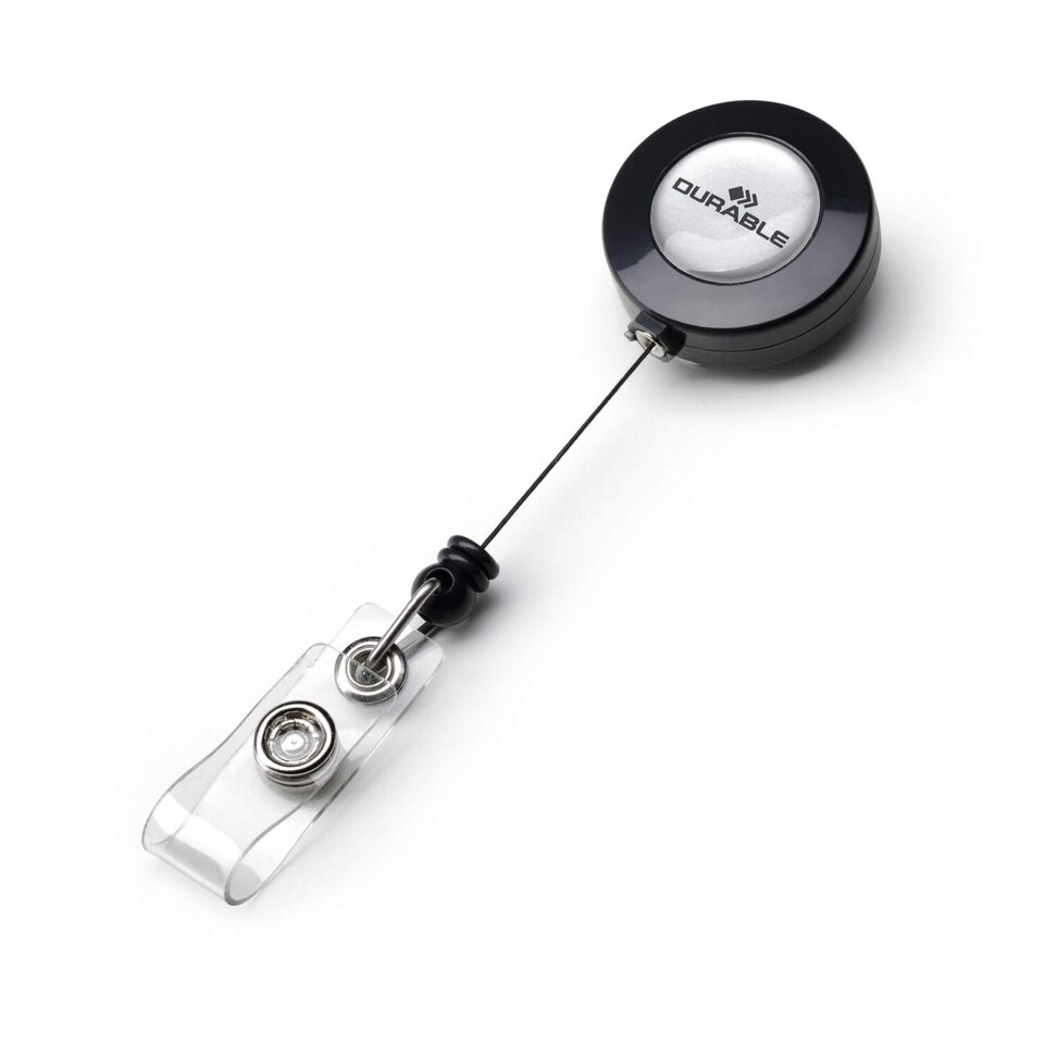 image 1 of Durable Secure Retractable Clip Badge Reel for ID Cards & Keys | 10 Pack | Black