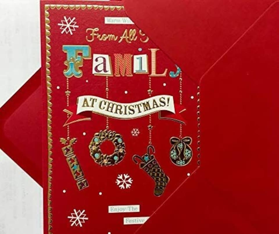 image 1 of TRADITIONAL FROM ALL THE FAMILY AT CHRISTMAS NICE VERSE GOLD FOIL GREETING CARD