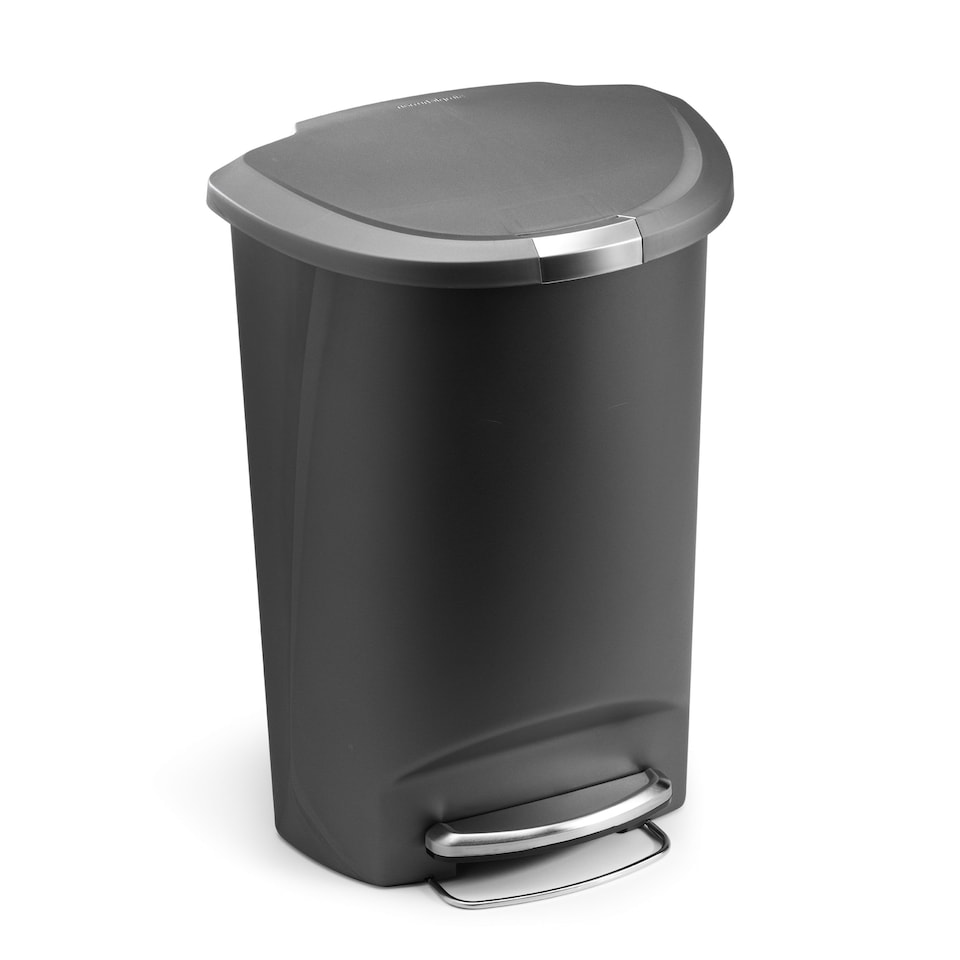 image 1 of Simplehuman 50L Semi-Round Pedal Kitchen Bin with Lid Lock, Grey Plastic
