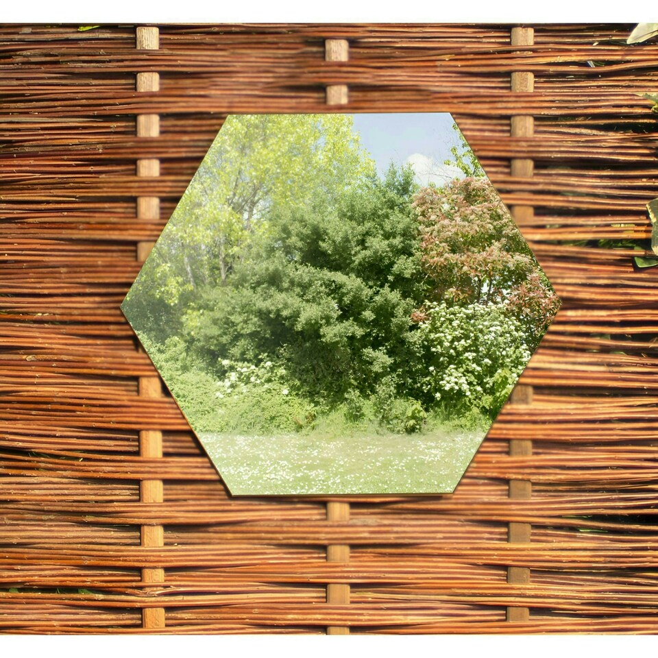 image 1 of Primrose Set of 4 Small Hexagonal Silver Outdoor Mirrors 11in