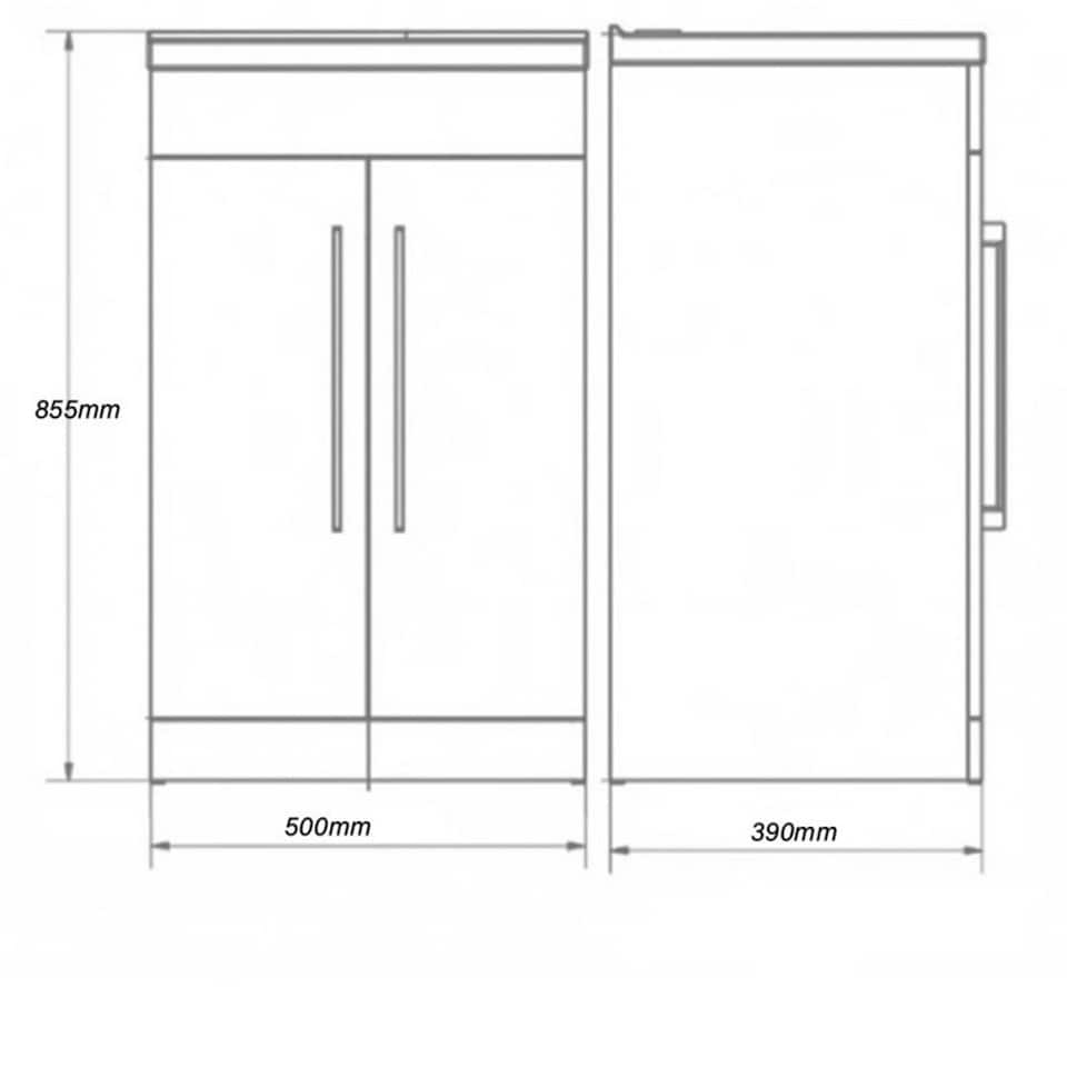 image 1 of 2-Door Floor Standing Bathroom Vanity Unit with Ceramic Basin 500mm Wide - White  - Brassware Not Included | White | White | 1