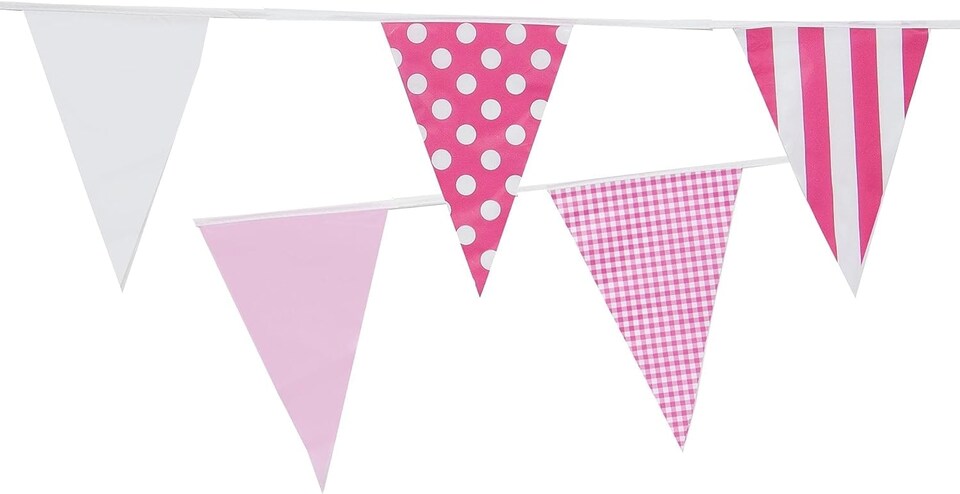 image 1 of Pink Mix Baby Shower Party Bunting 10m with 20 Pennants