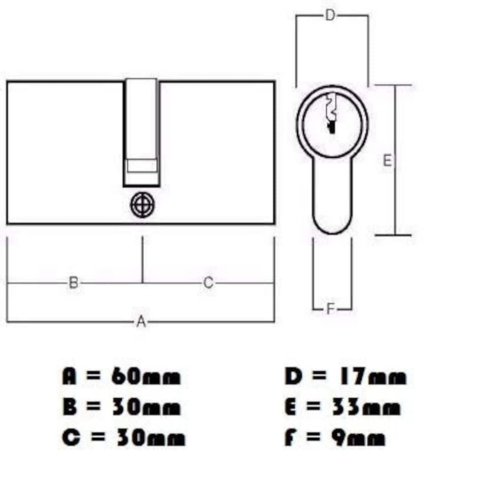 image 1 of Golden Grace Thumb Turn Euro Cylinder Lock in Satin Nickel Finish, Euro Door Barrel Lock with 3 Keys - 30T/30, 60 mm Grey