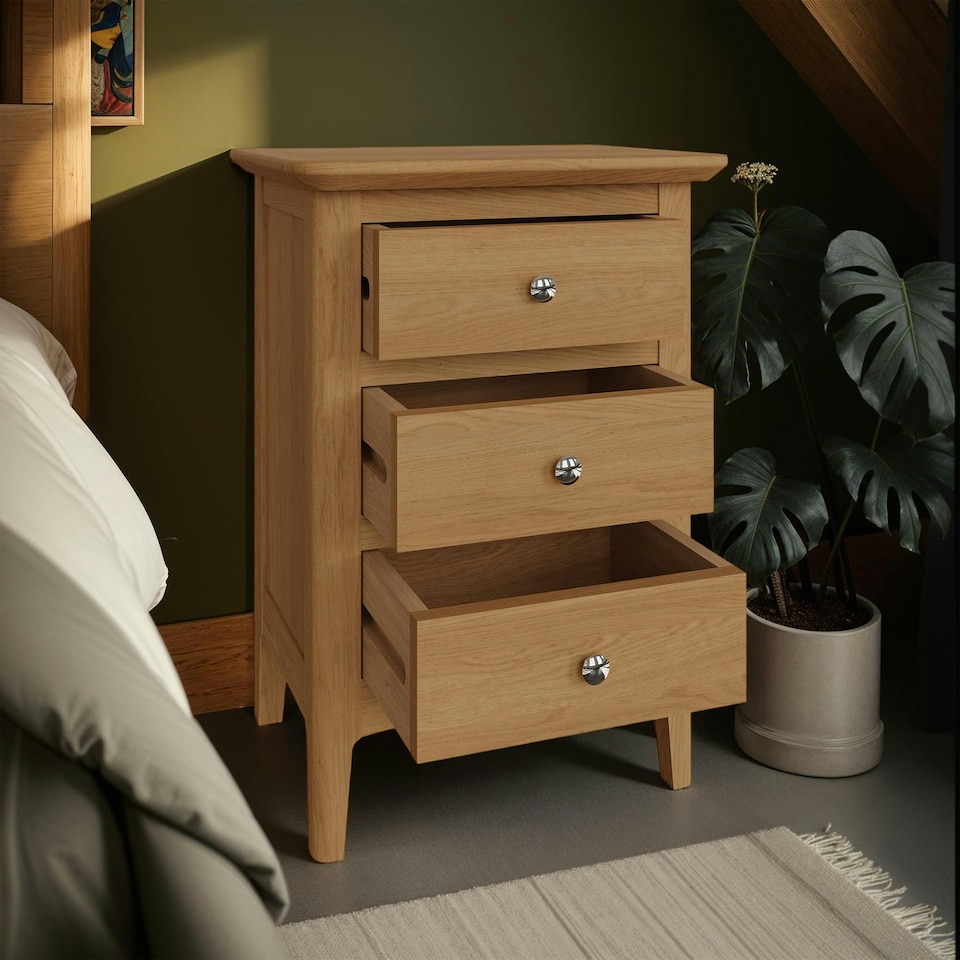 image 1 of Newark Ash 3 Drawer Bedside