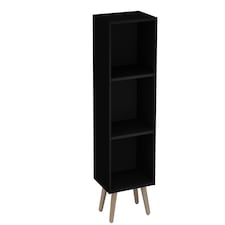 3-Tier Cube Display Cabinet with Scandinavian Legs | Black | Black & Pine | 1