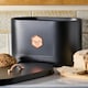 image 3 of Cooks Professional Bread Bin - Metal Food Storage Cannister with Nameplate | Black | Black & Copper