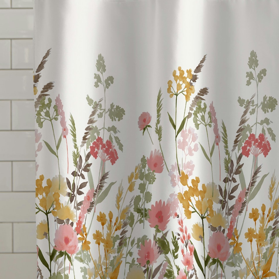 image 1 of Catherine Lansfield Countryside Floral 180x180cm Shower Curtain Pink | Pink | One Size
