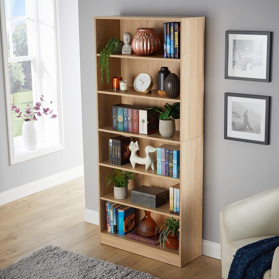 image 1 of Bookcase Display Shelf Freestanding Book Storage Unit Home Living Room Furniture | Brown