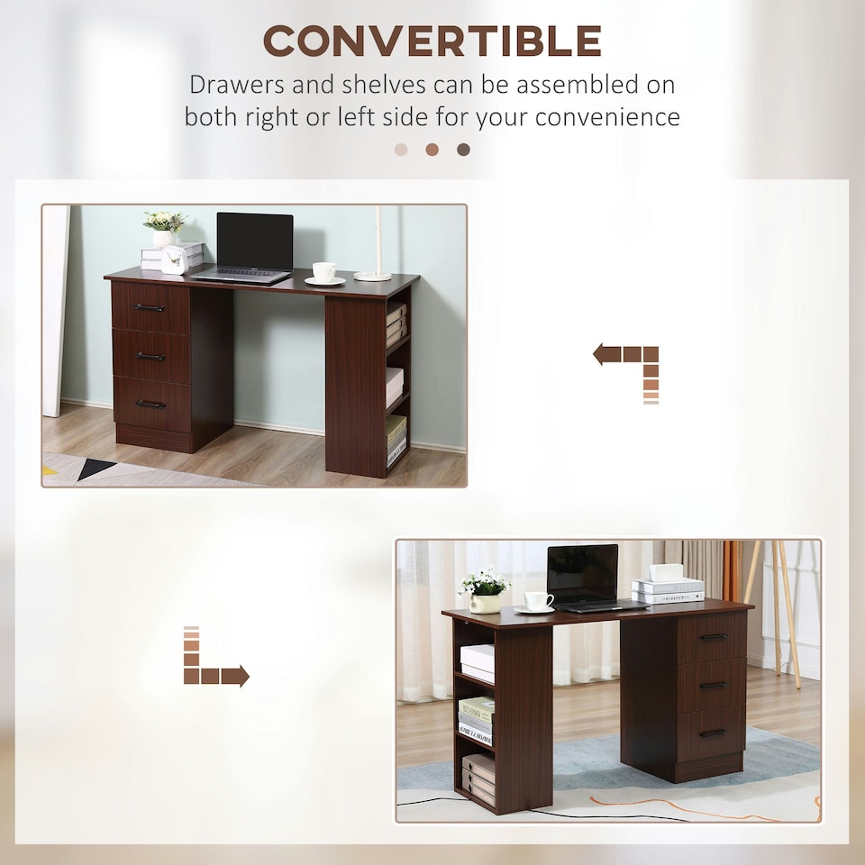 image 1 of HOMCOM Computer Desk with Storage, Writing Study Table for Home Office