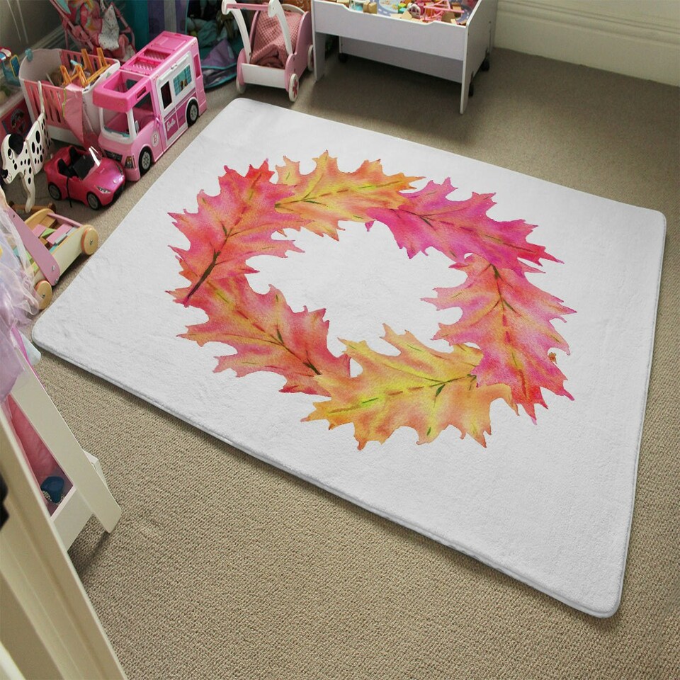 image 1 of Pink & Orange Autumn Reath (Rug) Multi | Small: 60x110cm