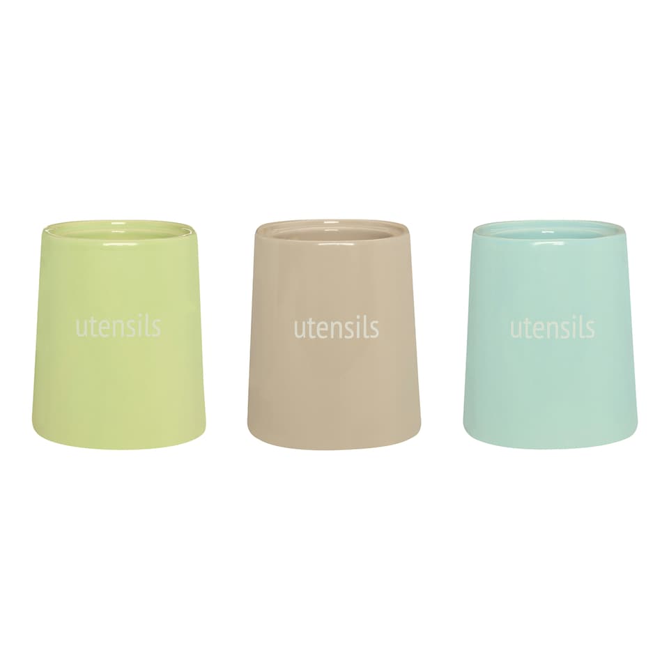 image 1 of Fletcher Beige Ceramic Utensil Jar Brown