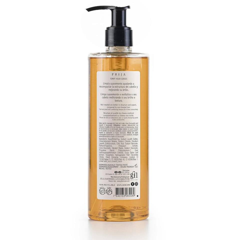 image 1 of Prija Fortifying Shampoo Cleanses and Revitalises with Eruca Sativa for All Hair Types, Hydrating Shampoo Improves Shine and Texture, Vegan Friendly 380ml