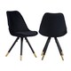 image 10 of Set of 2 Sofia Ergonomic Modern Dining Chairs Upholstered in Velvet, Metal Legs with Gold End Tips Pink