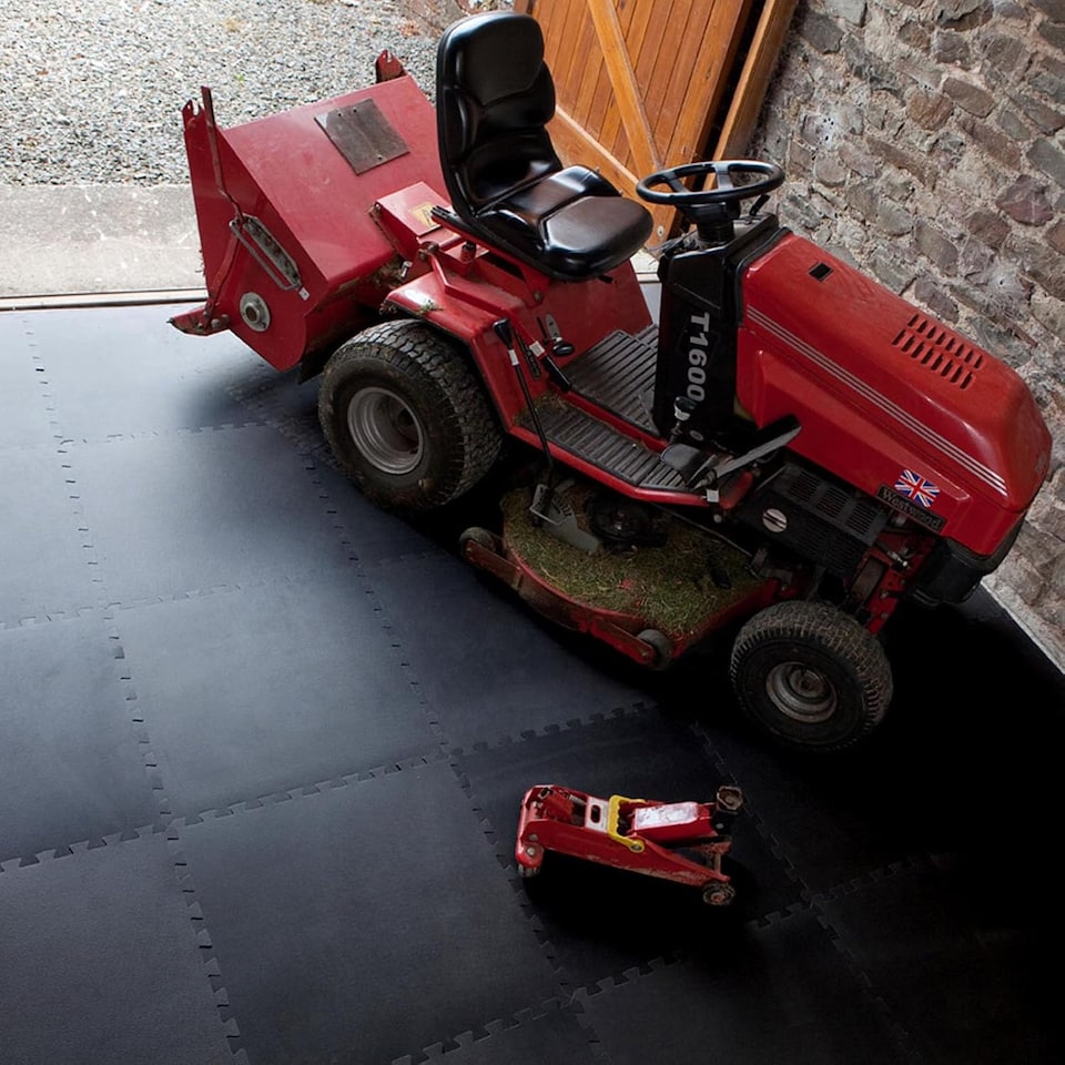 image 1 of Actiasmat - Industrial Garage Gym Floor Tiles | Dark Grey EVA Foam Interlocking Mats for Home Garage & Fitness Flooring