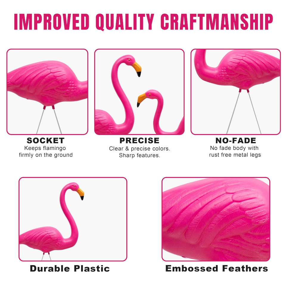 image 1 of Garden Flamingo Pair Ornaments with Ground Spikes Decor Durable PE Weatherproof
