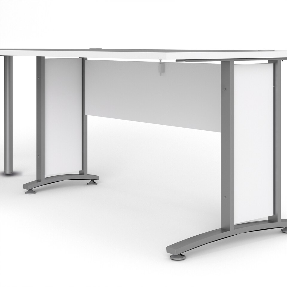 image 1 of Prima Desk 150cm in White with Silver Grey Steel Legs