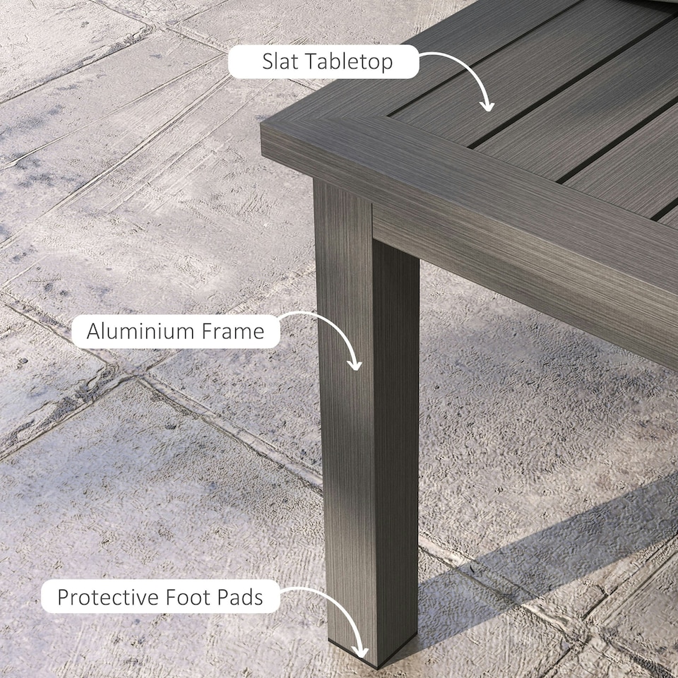image 1 of Outsunny Aluminium Outdoor Coffee Table Patio Table with Grain Effect