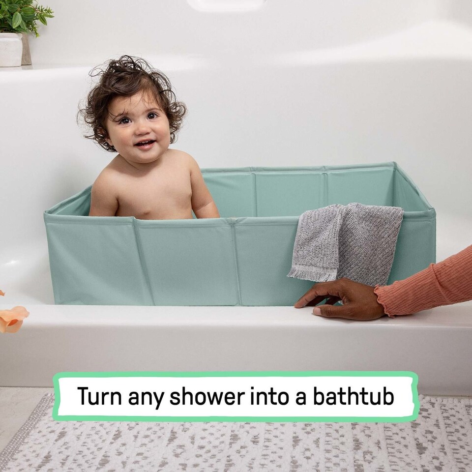 image 1 of Ingenuity Tuckaway Toddler Tub, Converts Shower to Tub, Folds to Store, Easy to Clean, No Assembly Required, 12M-5Y