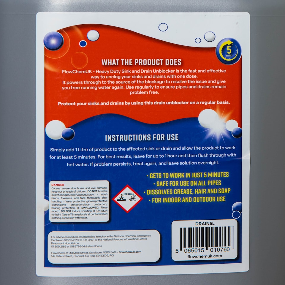 image 1 of 5 Litre Heavy Duty Sink and Drain Unblocker