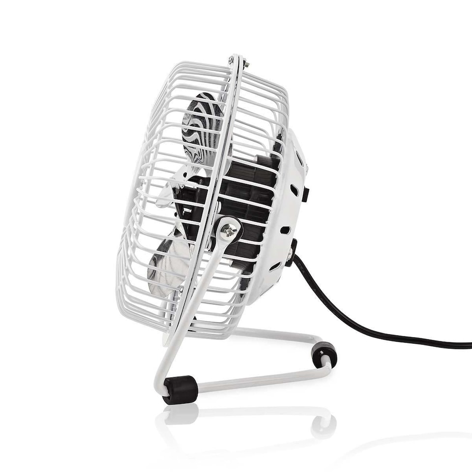 image 1 of Nedis 10cm Mini USB Powered Tilting Desk Fan with Metal Shell and Aluminium Blades, 360° Rotation, On/Off Switch - White