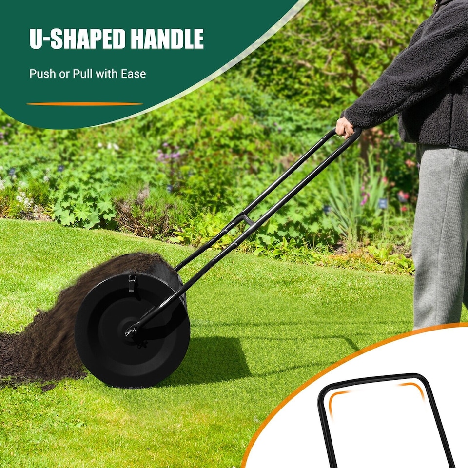 image 1 of 27 Inch Compost Spreader Peat Moss Spreader with Upgrade U-shaped Handle
