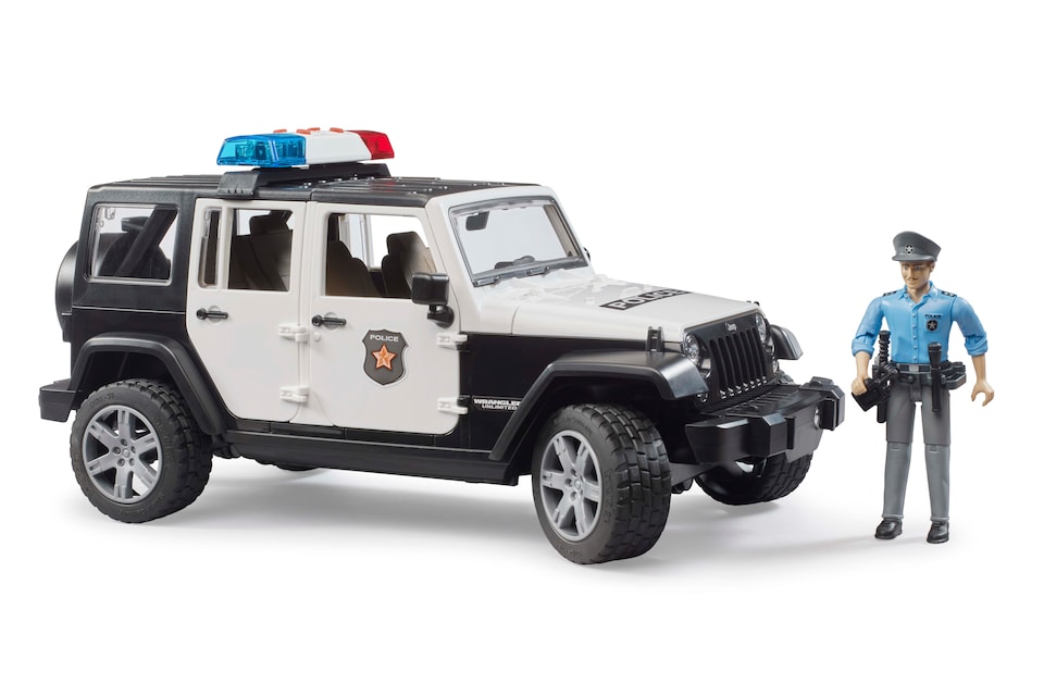 image 1 of Bruder Jeep Wrangler Unlimited Rubicon Police with L S Module & Officer Emergency Response Playset