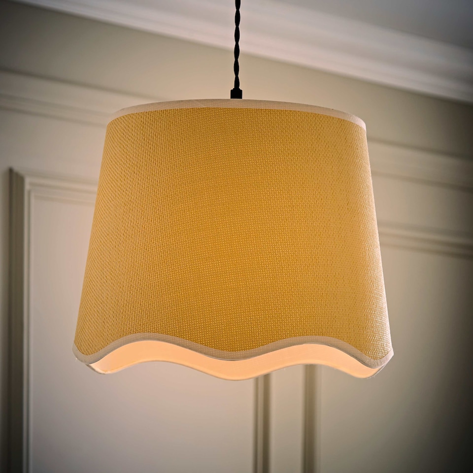 image 1 of ValueLights Dutton Natural White Trim Scallop Large Ceiling Lamp Shade | White