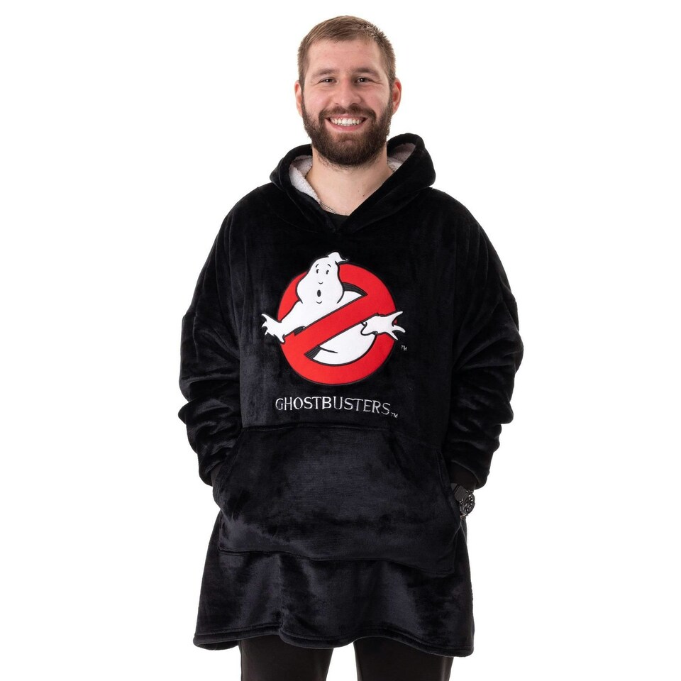 image 1 of Ghostbusters Mens Logo Blanket Hoodie - Black/Red/White - One Size