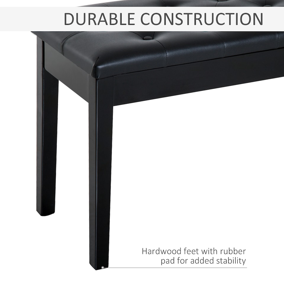 image 1 of HOMCOM Classic Piano Bench Padded Seat Makeup Stool Solid Wood Wooden Black