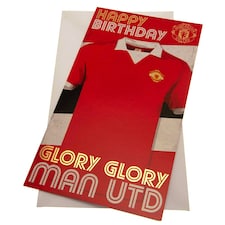 Manchester United FC Retro Birthday Card - Red/Yellow - 22cm x 12cm