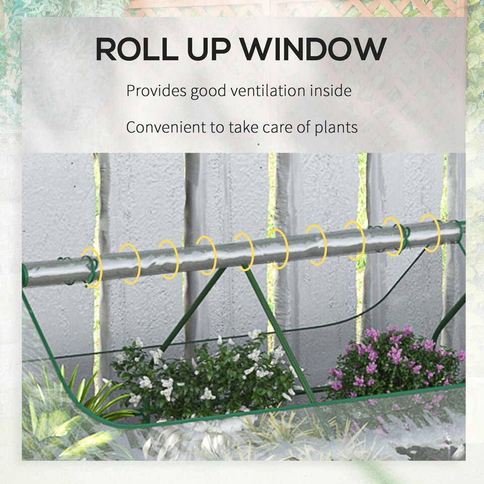 image 1 of Outsunny Raised Garden Bed Planter Box with Greenhouse, Large Window, Clear