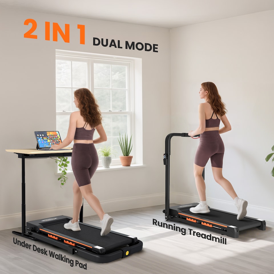 image 1 of HOMCOM 1-6 km/h Folding Motorised Treadmill Walking w/ Remote Control Black | Black | Black