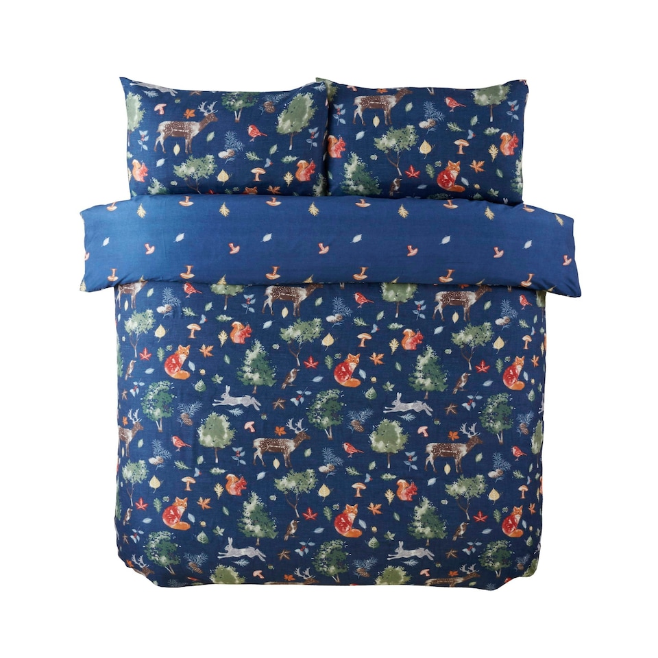 image 1 of Autumn Forest Duvet Cover Set | Blue | Blue