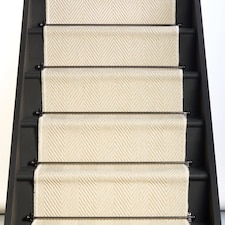 Herringbone New England Ivory Stair Runner with Self-Colour Edge