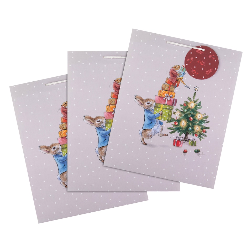 image 1 of Hallmark Pack Of 3 Large Christmas Gift Bags - Peter Rabbit Design