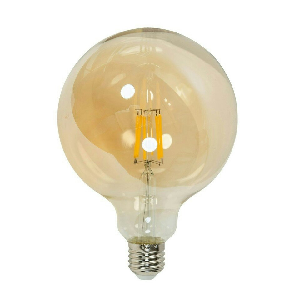 image 1 of ValueLights 2 Pack Vintage Filament E27 Amber Glass Globe LED 6W Warm White 2700K 660lm Light Bulb