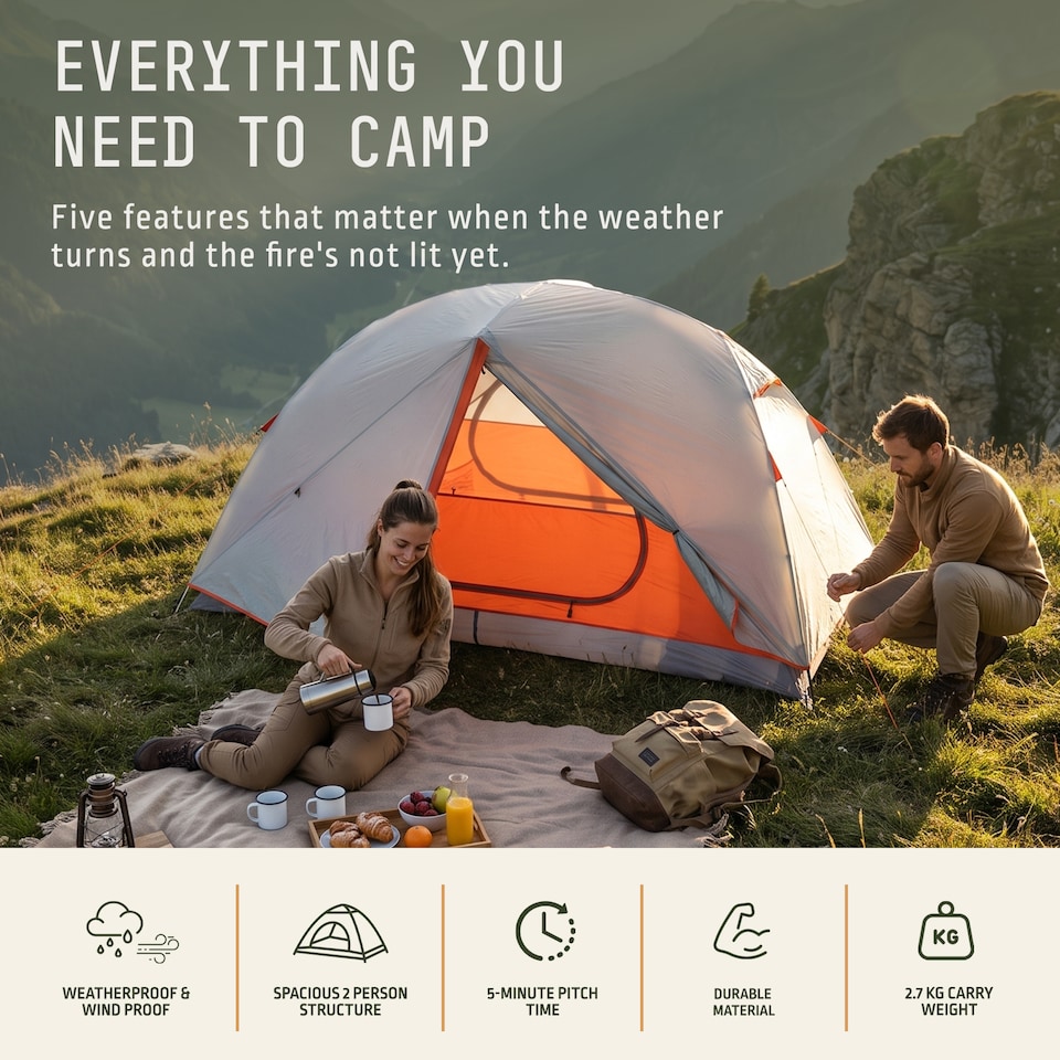 image 1 of Voyager 2 Man Dome Tent with Taped Seams and Breathable Mesh Inner