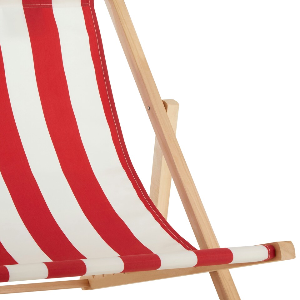 image 1 of Interiors by Premier Durable Red And White Deck Chair, Water Resistant Garden Chair, Adjustable Lawn Chair, Outdoor Chair