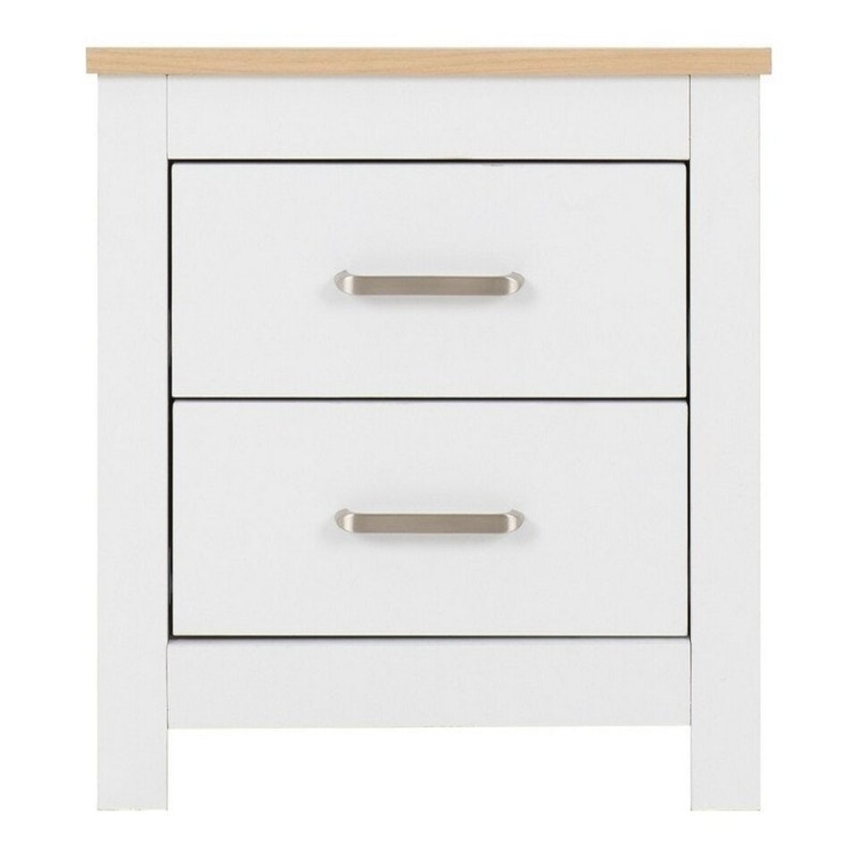 image 1 of Portland 2 Drawer Bedside - L40 x W50 x H46 cm - White/Oak Effect